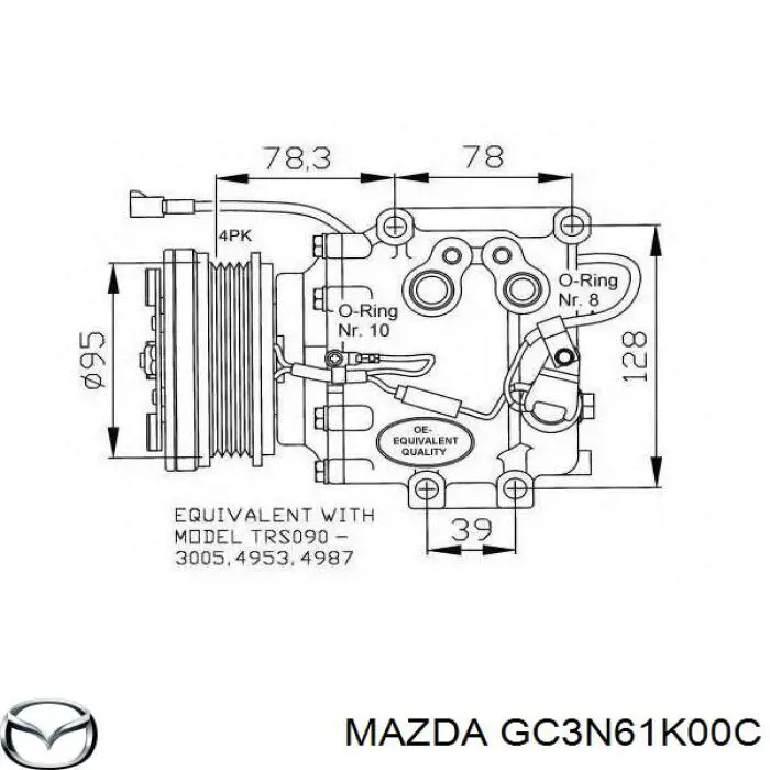 Компресор системи кондиціювання Mazda GC3R61K00C ціна, від 88.69 USD