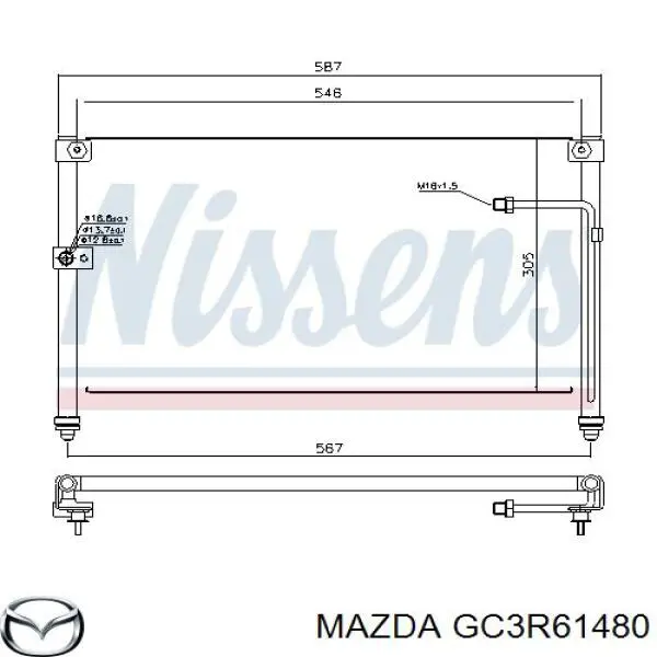 Радіатор кондиціонера Mazda 626 4 (GE) (Мазда 626)