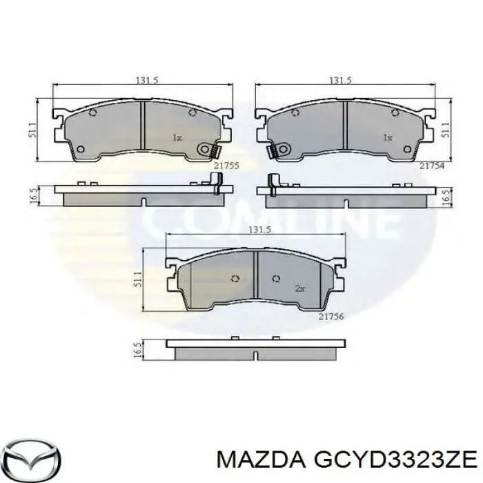 Колодки гальмівні передні, дискові GCYD3323ZE Mazda