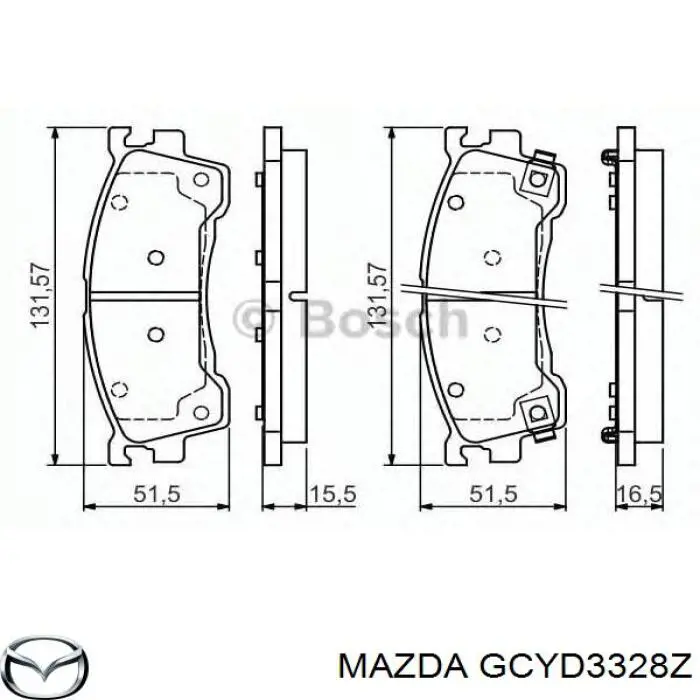 Колодки гальмівні передні, дискові GCYD3328Z Mazda