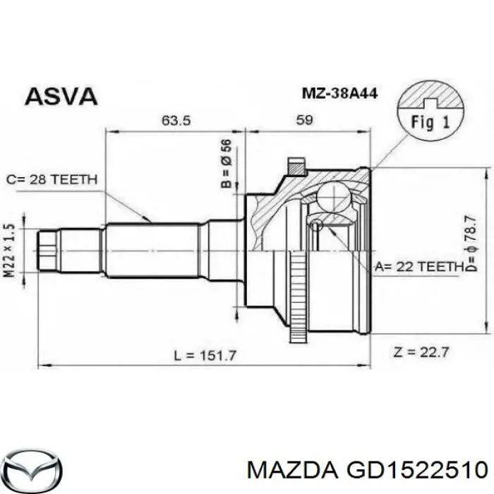 Граната колісна Mazda GD1522510 ціна, від 25.37 USD