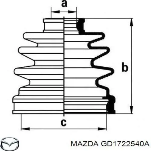 Пильник гранати внутрішній, передній півосі Mazda GD1722540A ціна, від 6.47 USD
