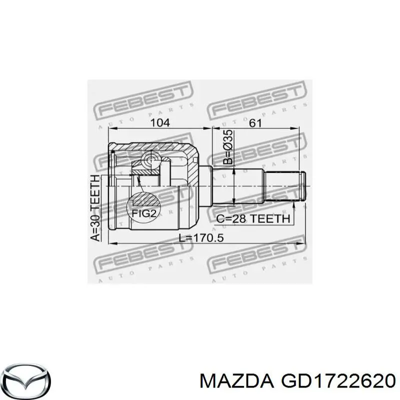 ШРУС внутрішній, передній, лівий MAZDA GD1722620