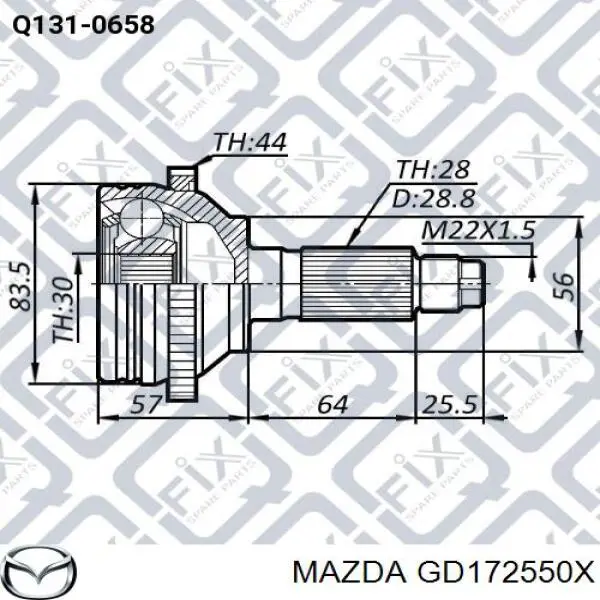 ШРУС зовнішній передній GD172550X Mazda