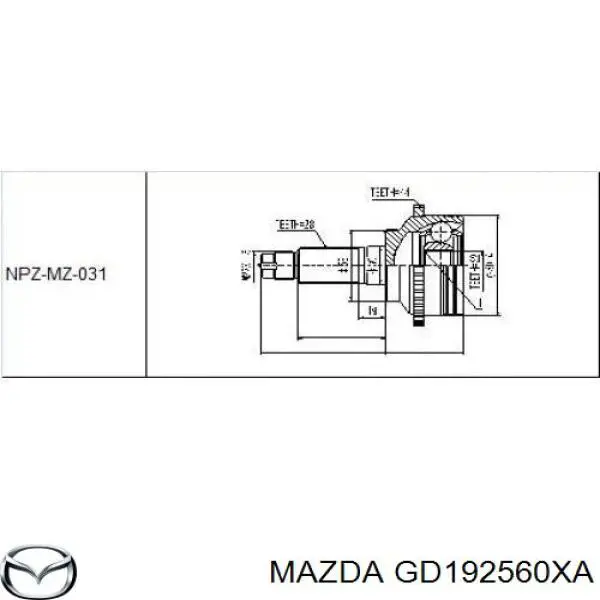 GD192560XA Mazda Привід лівий