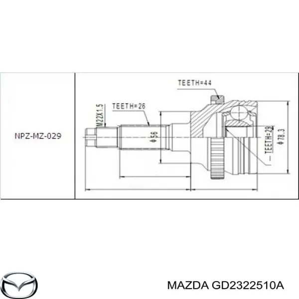 GD2322510A Mazda шрус зовнішній передній