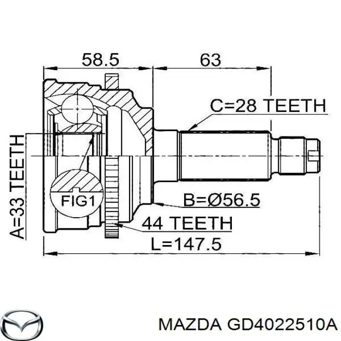 Піввісь передня, права Mazda GD4022510A ціна, від 117.68 USD
