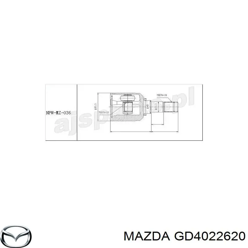 Шарнір кутових швидкостей передній лівий Mazda GD4022620 ціна, від 1092.84 USD