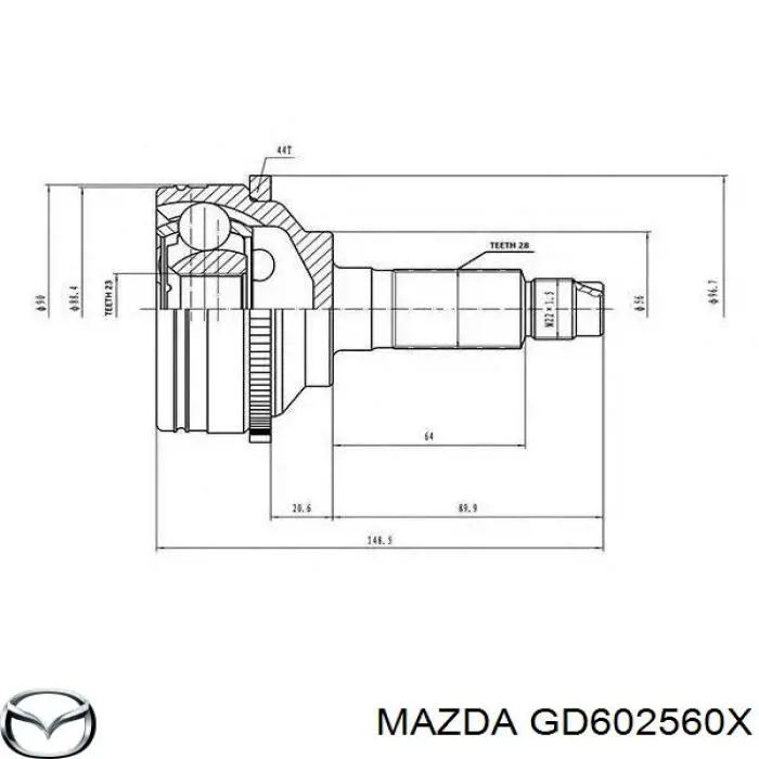 GD602560X Mazda піввісь (привід передня, ліва)