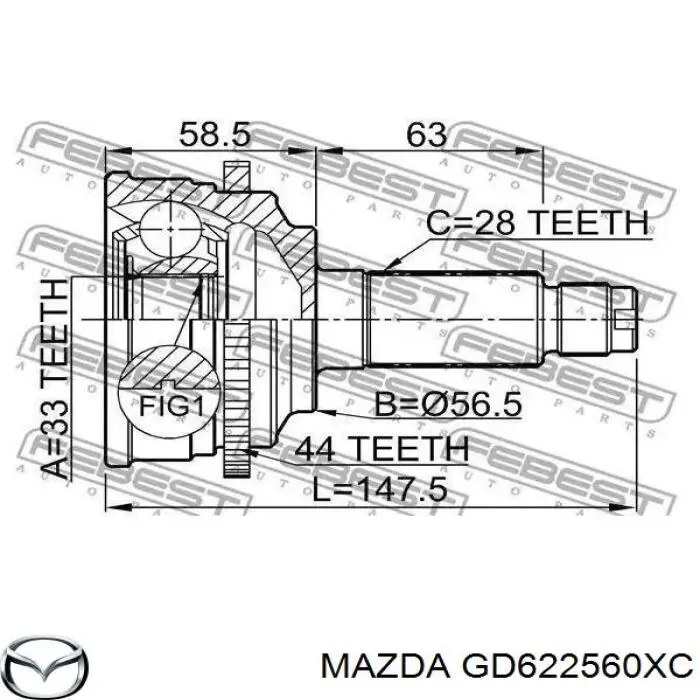 Купити GD622560X Mazda Ліва піввісь