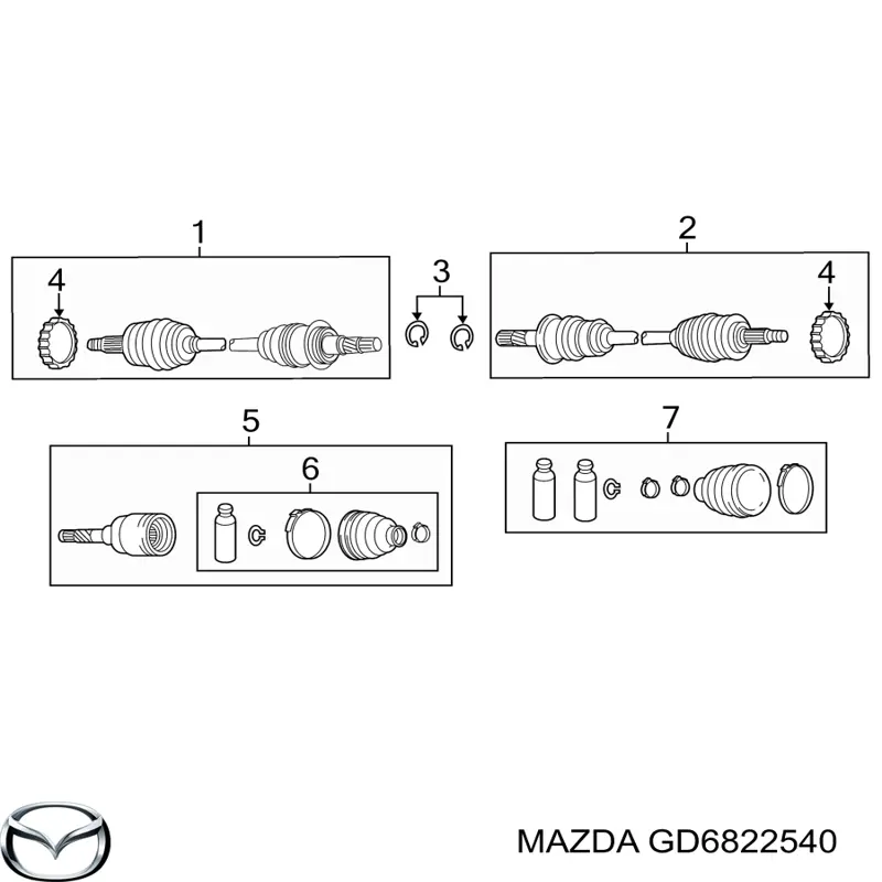 GD6822540 Mazda Пильник шарніра кутових швидкостей внутрішній задній