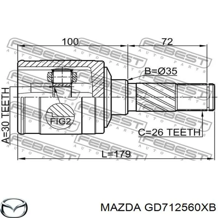 Купити GD712560XB Mazda Пильник ШРКШ зовнішній, задньої півосі