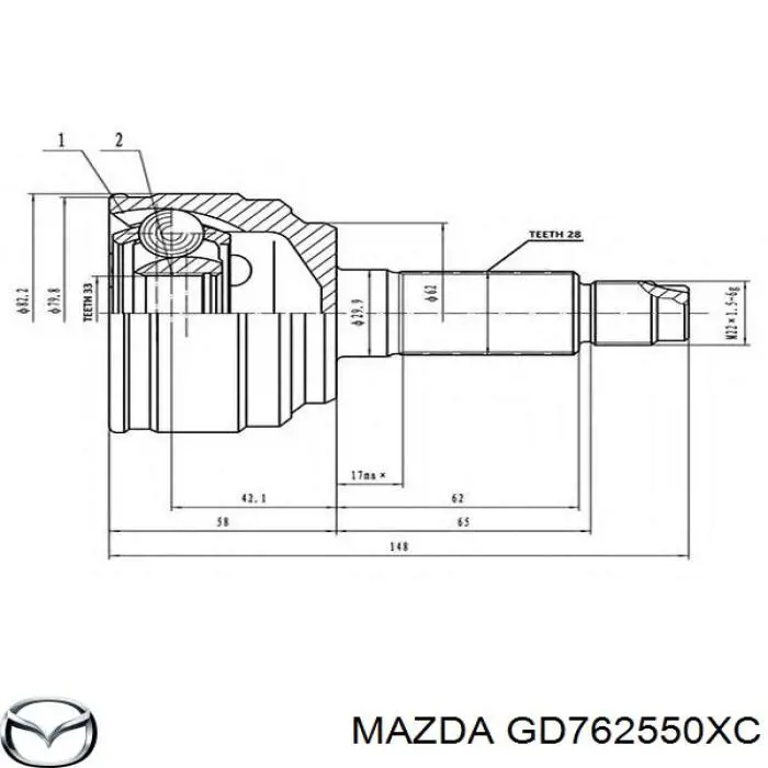 Піввісь передня, права Mazda GD762550XC ціна, від 161.15 USD