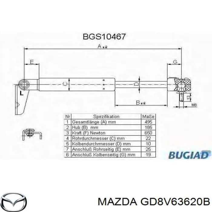 Купити GD8V63620B Mazda Амортизатор двері багажника