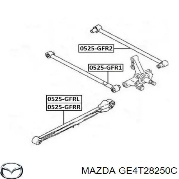 GE4T28250C Mazda важіль/тяга задньої підвіски подовжній нижній, лівий