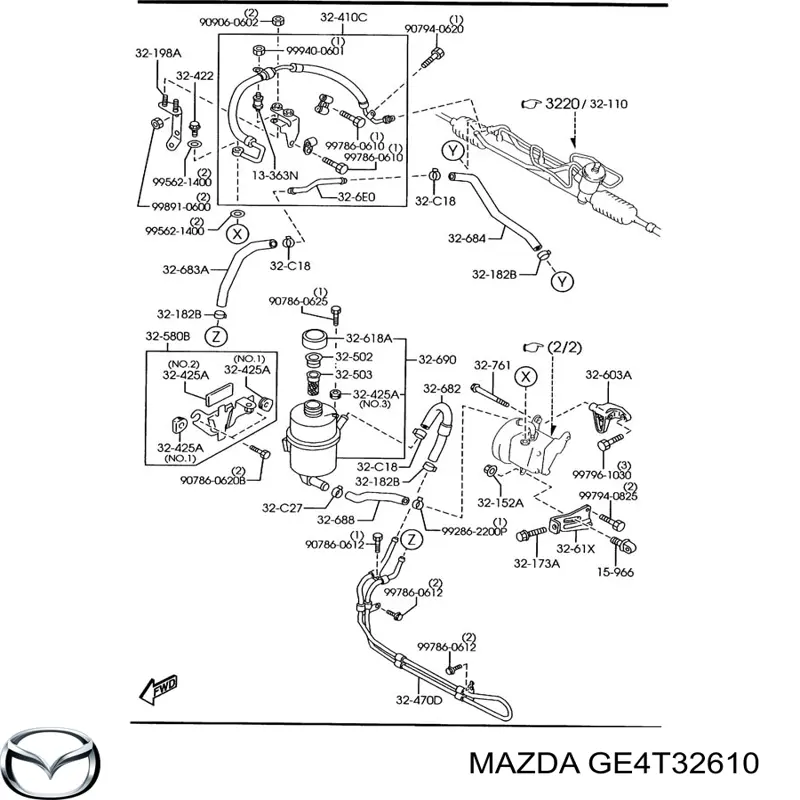 Купити GE4T32610 Mazda Ремкомплект насосу гідропідсилювача керма