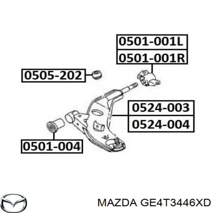 Сайлентблок нижнього важеля передньої підвіски Mazda GE4T3446XD ціна, від 20.27 USD