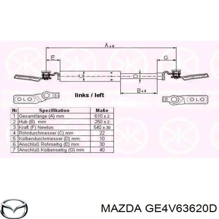 Амортизатор багажника GE4V63620D Mazda