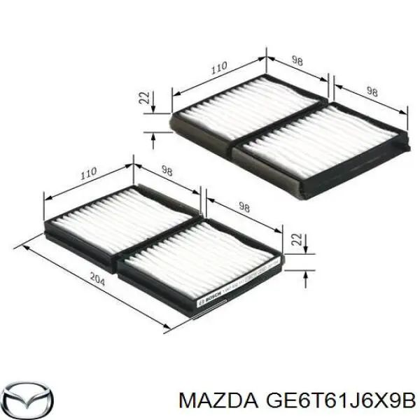 Фільтр повітряний обігрівача Mazda GE6T61J6X9B ціна, від 7.23 USD