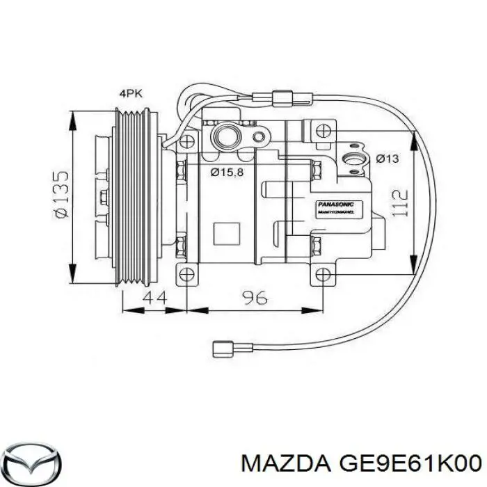 GE9E61K00 Mazda компресор кондиціонера