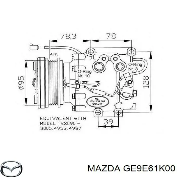 Компресор системи кондиціювання Mazda GE9E61K00 ціна, від 56.43 USD