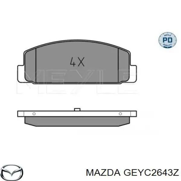 Задні гальмівні колодки Mazda GEYC2643Z ціна, від 15.19 USD