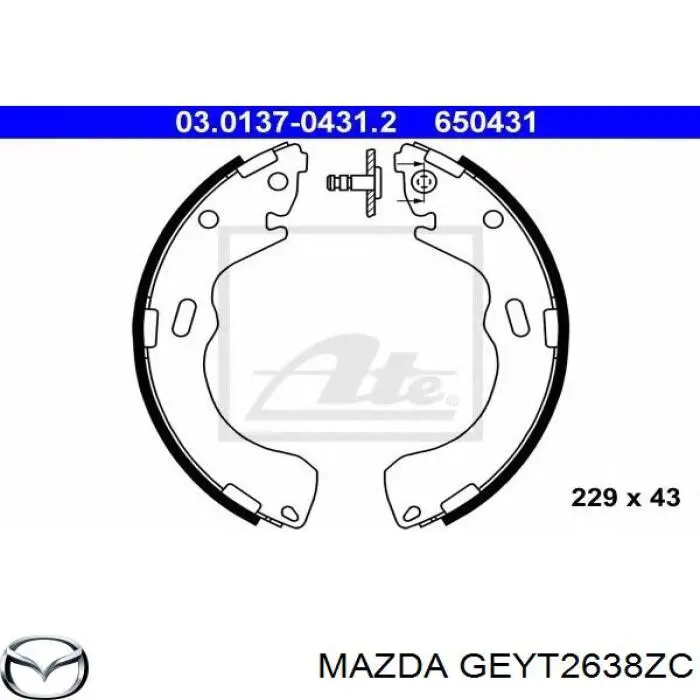 Колодки гальмові задні, барабанні Mazda GEYT2638ZC ціна, від 24.17 USD