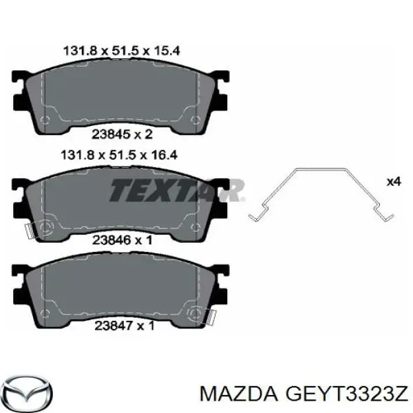 Купити GEYT3323Z Mazda Колодки гальмівні передні, дискові