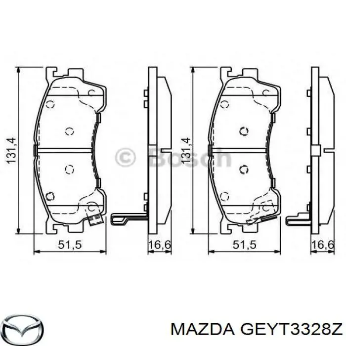 Колодки гальмівні передні, дискові GEYT3328Z Mazda