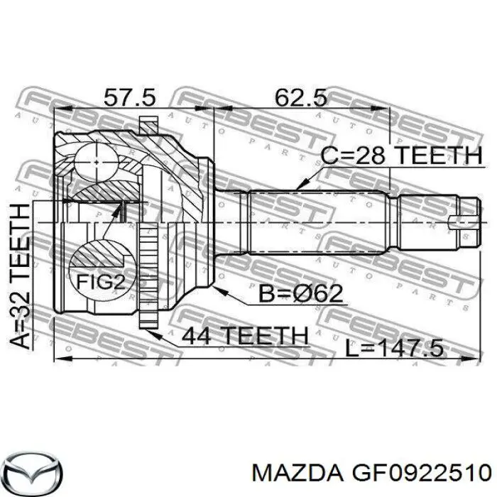 Купити GF0922510 Mazda ШРКШ зовнішній передній, правий