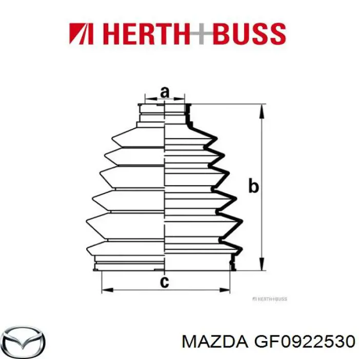 Пильник шарніра кутових швидкостей зовнішній лівий Mazda GF0922530 ціна, від 13.83 USD
