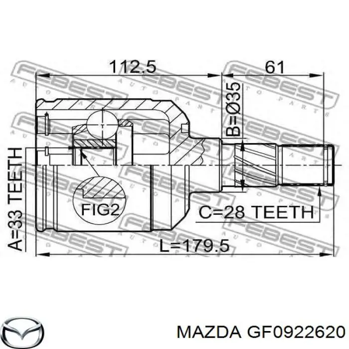 ШРКШ внутрішній, передній Mazda GF0922620 ціна, від 33.43 USD