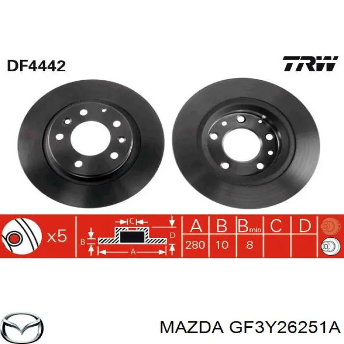 Купити GF3Y26251A Mazda Диск заднього гальма