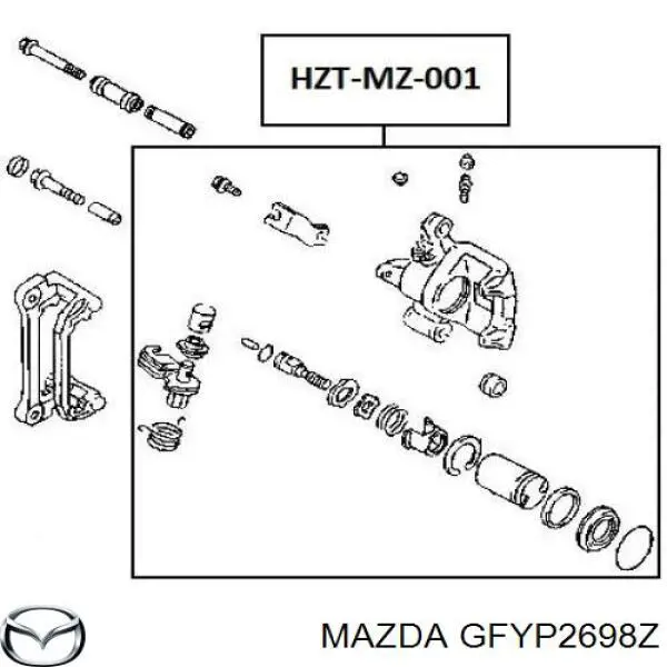 Супорт гальмівний задній правий Mazda GFYP2698Z ціна, від 47.68 USD