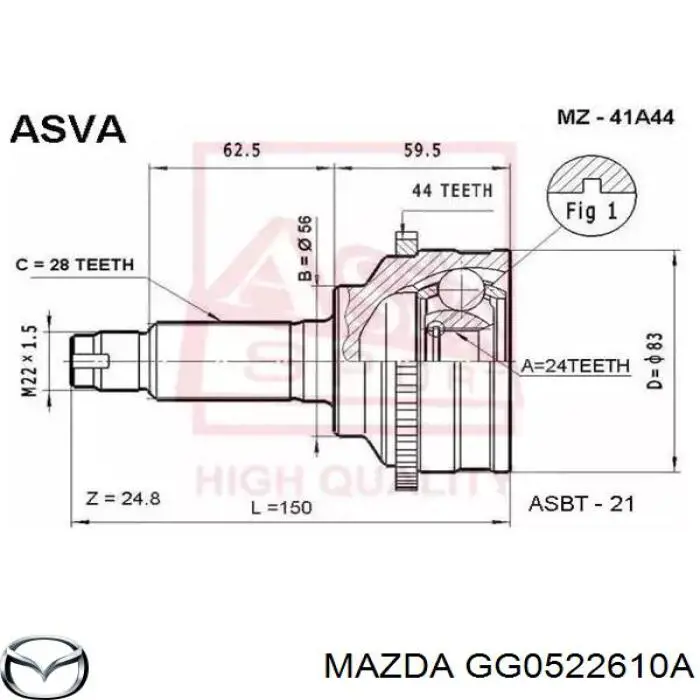 Граната колісна Mazda GG0522610A ціна, від 31.34 USD