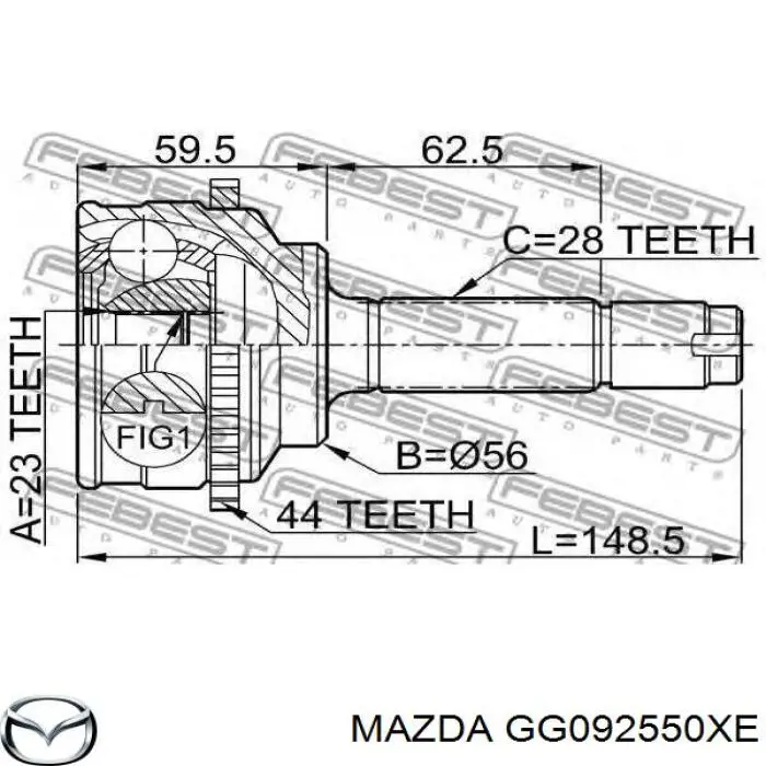 Піввісь передня, права Mazda GG092550XE ціна, від 708.18 USD