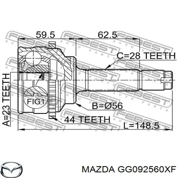 Привід лівий на Mazda 626 V GF