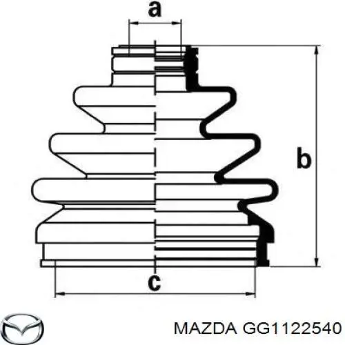 GG1122540 Mazda Пильник ШРКШ внутрішній, передній півосі