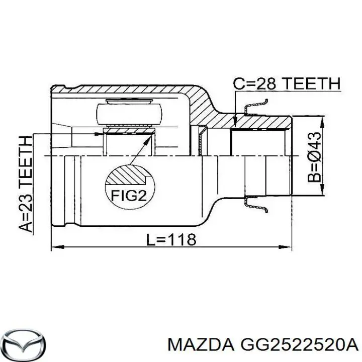 GG2522520A Mazda шрус внутрішній, передній, правий