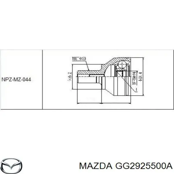 GG2925500A Mazda піввісь (привід передня, права)