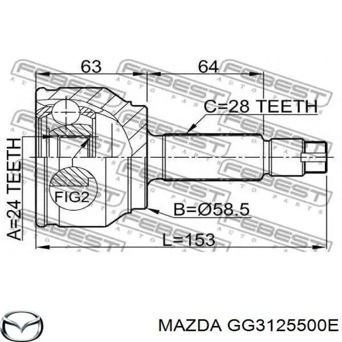 GG3125500G Mazda Привід передній правий