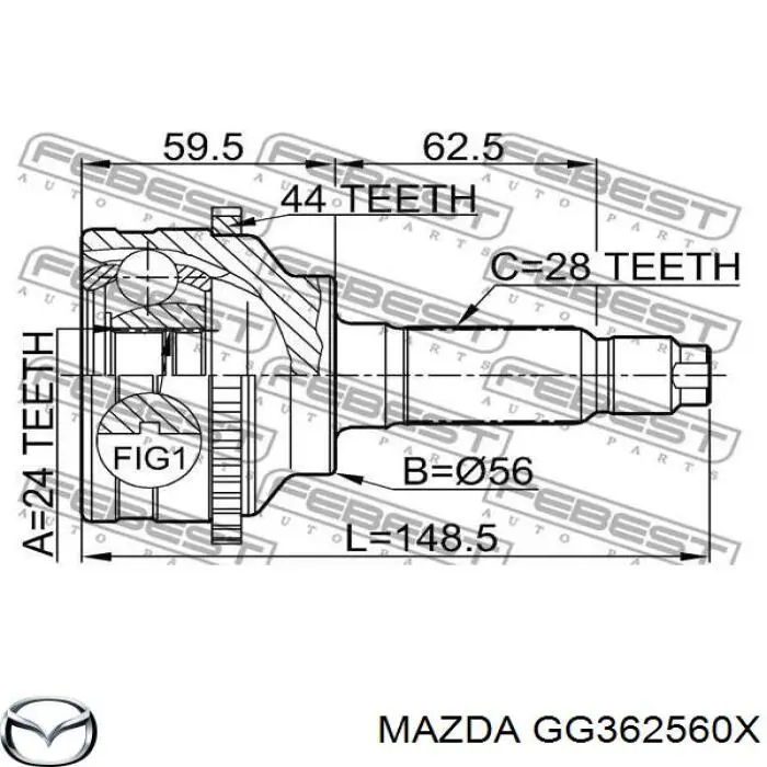 GG062560XE Mazda Привід лівий