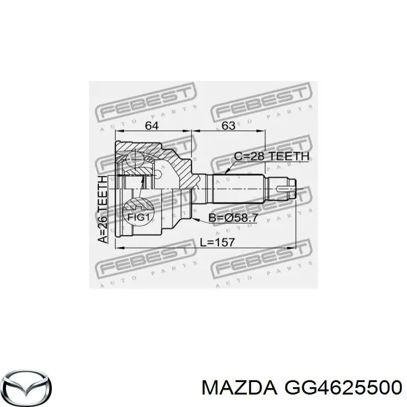 Піввісь передня, права Mazda GG4625500C ціна, від 197.74 USD