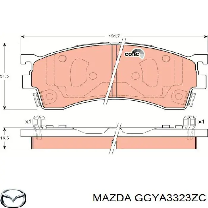 Передні тормозні колодки GGYA3323ZC Mazda