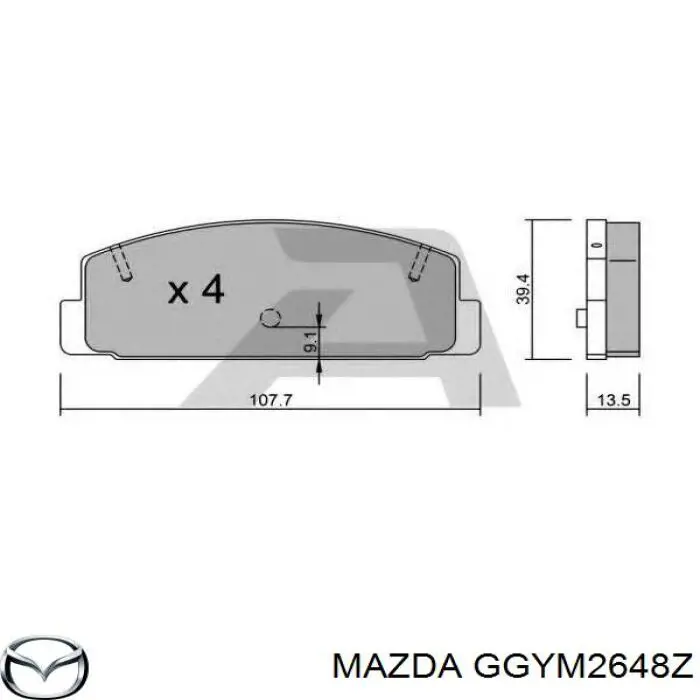 GGYM2648Z Mazda колодки гальмові задні, дискові