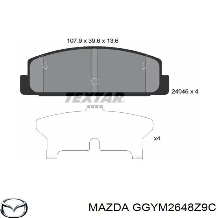 Колодки гальмові задні, дискові GGYM2648Z9C Mazda