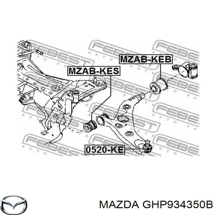 GHP934350B Mazda важіль передньої підвіски нижній, лівий