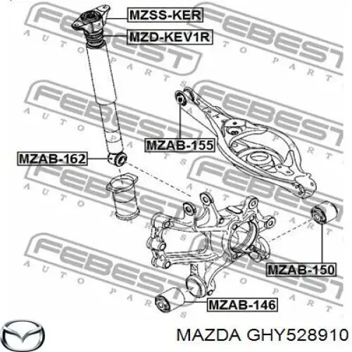 GHY528910 Mazda Сайлентблок амортизатора заднього