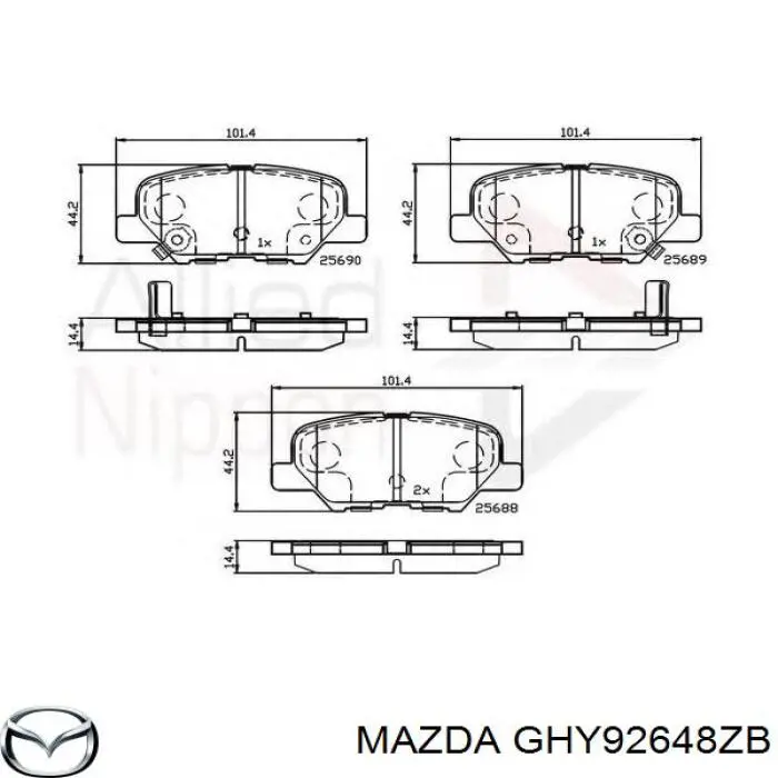 Купити GHY92648ZB Mazda Задні колодки