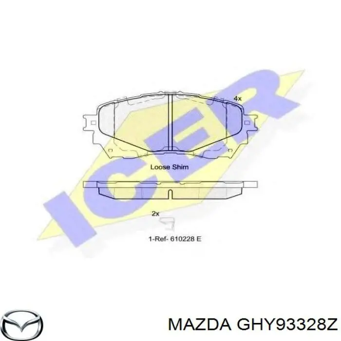Передні тормозні колодки GHY93328Z Mazda